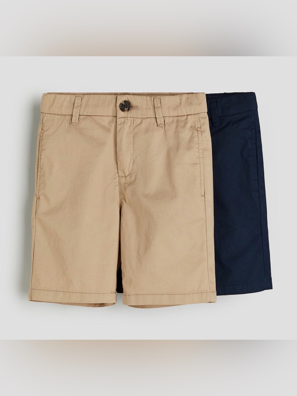Pre-owned H&M Boys 2‑Piece Chino Shorts Set, color Beige & Navy/ Size: 4